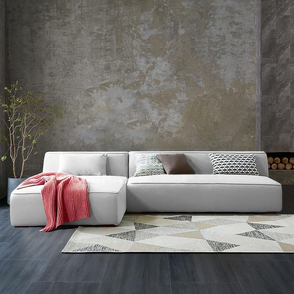 Chelsea 3-Seater L-Shaped Velvet Upholstered Sectional Sofa - Luxury Solid Wood Corner Couch for Modern Living Room Color (Light Grey)