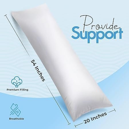 KUSTOMDECO Ultra Soft Body Pillow - Long Side Sleeper Pillows For Use During Pregnancy - 100% Cotton Cover with Soft Polyester Filling (Single Pack) - Image 3