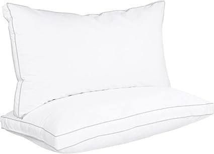 KUSTOMDECO Bed Pillows for Sleeping King Size (White), Set of 2, Cooling Hotel Quality, Gusseted Pillow for Back, Stomach or Side Sleepers