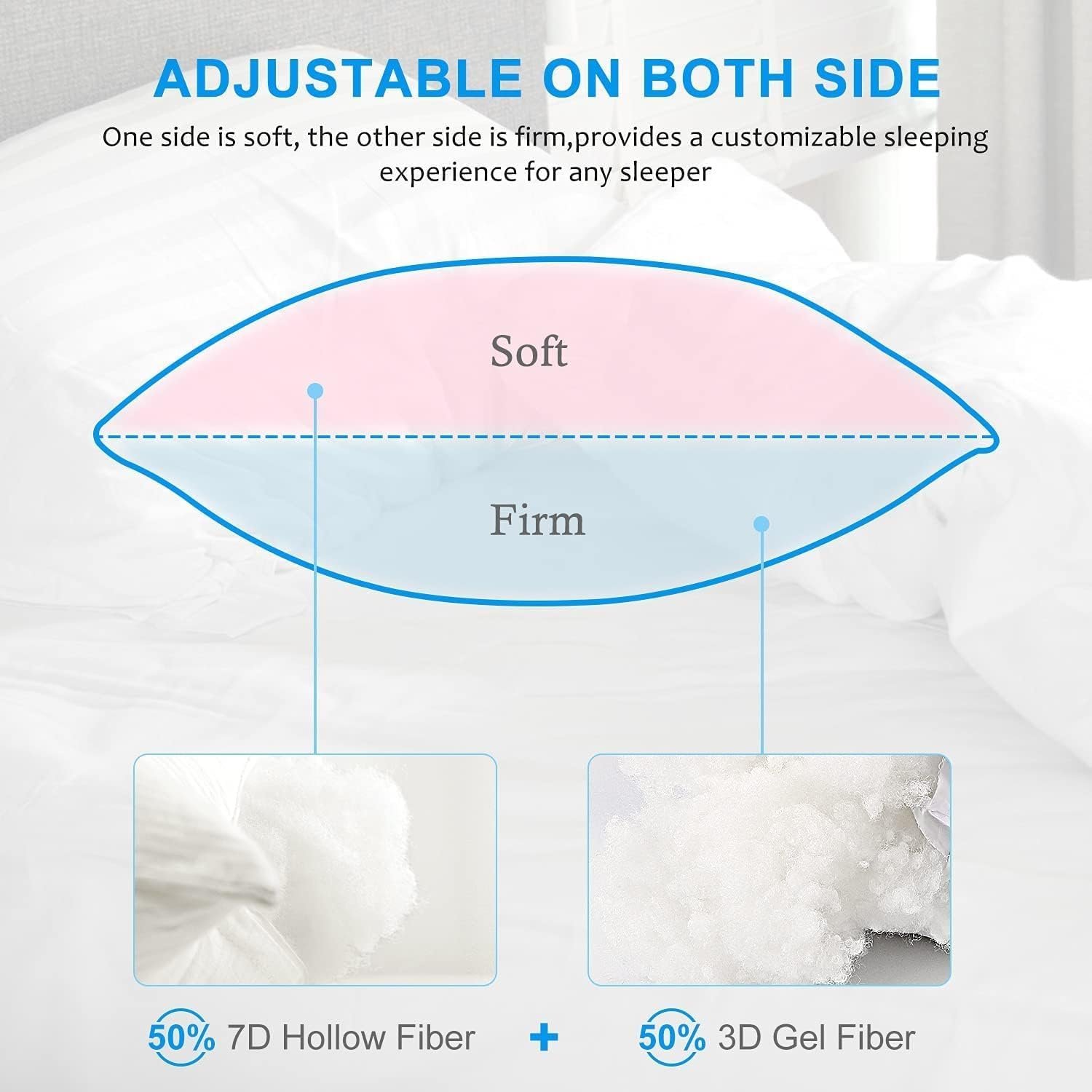 KUSTOMDECO Cooling Bed Pillows for Sleeping, Luxury Hotel Quality 3D Microfiber Filling with Breathable Cover for Side Back and Stomach Sleepers, Reduces Neck Pain, Queen - Image 3