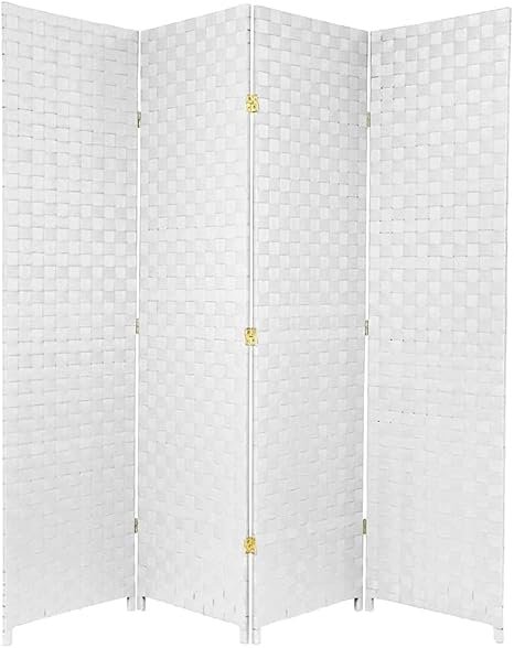 KUSTOMDECO 4-Panel Folding Room Divider – Freestanding Rattan Privacy Screen Partition for Bedroom, Portable White Partition Wall. - Image 2