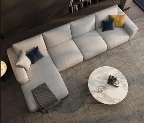 Kustom Deco Modern L-Shaped Sectional Sofa, Light Grey Fabric, Extra Large 4-Seater with Chaise, Decorative Throw Pillows (Grey Brown) - Image 5