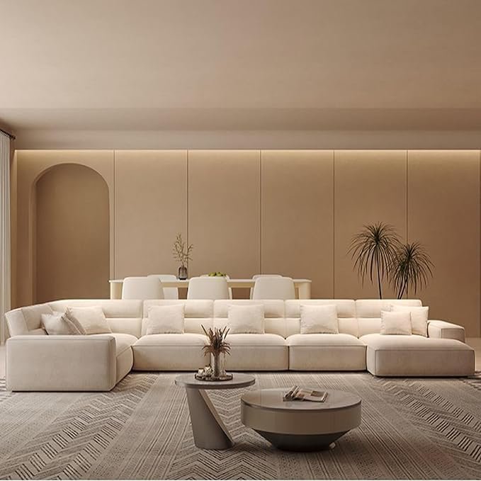 Affordable U-Shape Sofa Set 5 Seater Stylish Design with Durable Abrasive Cloth Upholstery (LEFT BED) - Image 3