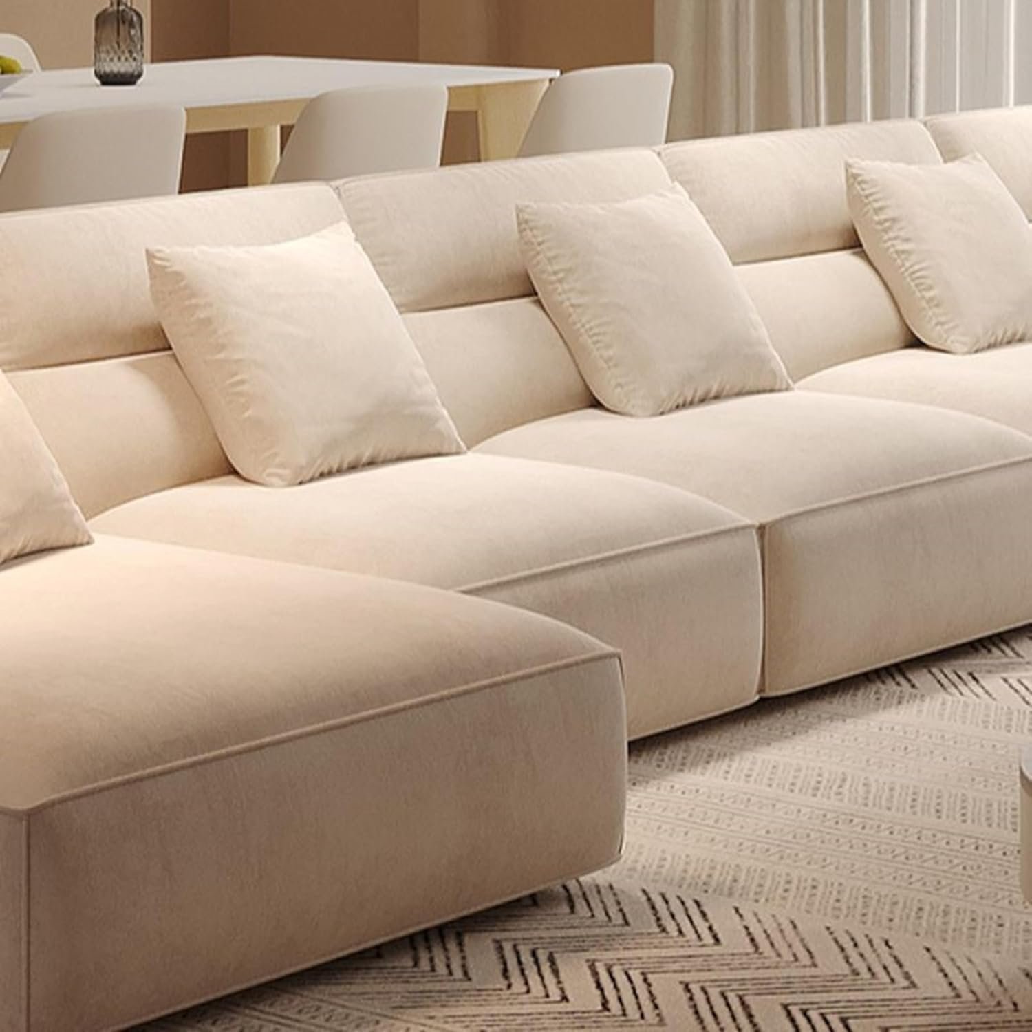 Affordable U-Shape Sofa Set 5 Seater Stylish Design with Durable Abrasive Cloth Upholstery (LEFT BED) - Image 6