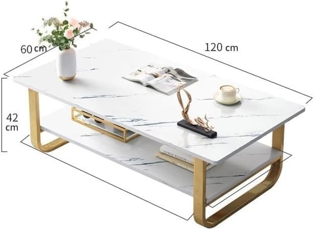 Multipurpose 2 Layer Coffee Table (White, (D60 X W120 X H45) cm) - Image 2