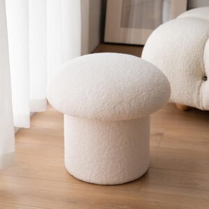 NaKeah Round Stool Sofa Stool Ottoman Stool Living Room Stool Footstool Wooden Stool Soft & Comfortable Mushroom Shape Timber Frame, Strong & Firm,C