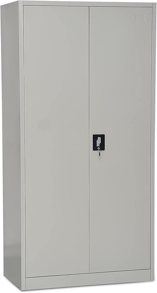 Kustom Deco Steel Office Cupboard – Metal Storage Cabinet with 3 Adjustable Shelves & 4 Compartments – Full Swing Doors with Welded Hinges – Grey, 183 x 91.4 x 47.5 cm - Image 3