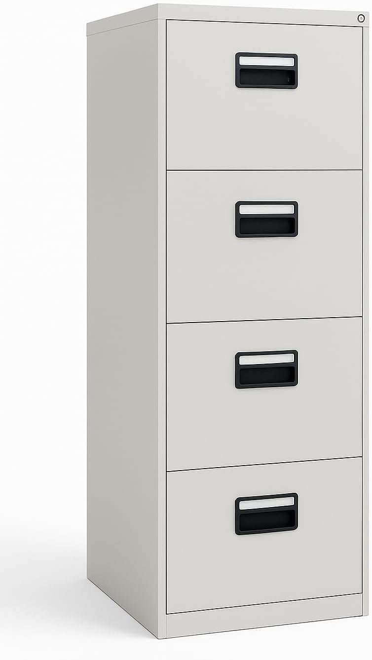 Kustom Deco 4-Drawer Vertical Filing Cabinet – Metal Office File Storage Cabinet – Lockable Grey Steel Organizer for A4 & Legal Documents – 133 x 62 x 45 cm - Image 2