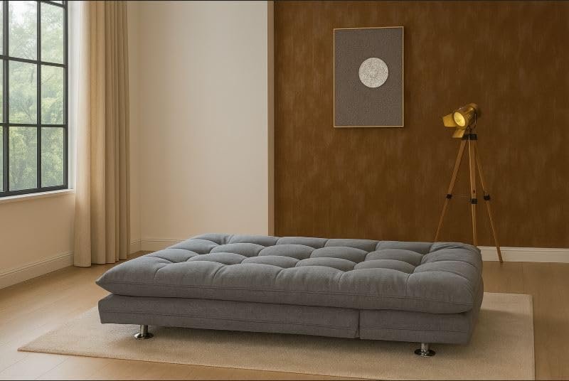 Kustom Deco 3-Seater Sofa Cum Bed – Modern Grey Fabric Sleeper Sofa for Living Room – Convertible Sleeping Couch – Space-Saving Design - Image 3