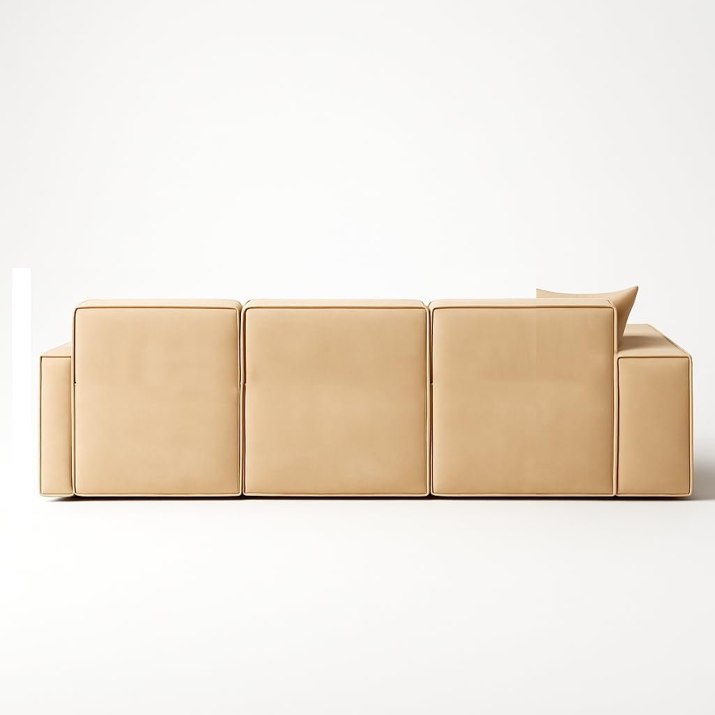 KUSTOMDECO Luxury Carol Corner Sofa 3 Seater L-Shape Velvet Sofa | Modern Arabic Furniture, Fabric Cushion Back | Wood & Metal Frame, Elegant Cotton Upholstery | Living room furniture (Beige) - Image 4