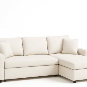 Hunter 3-Seater L-Shaped Sofa Cum Bed with Storage | Convertible Fabric Corner Couch for Living Room Furniture | Cushion Back | Track Arms & Metal Frame | Blue (White)