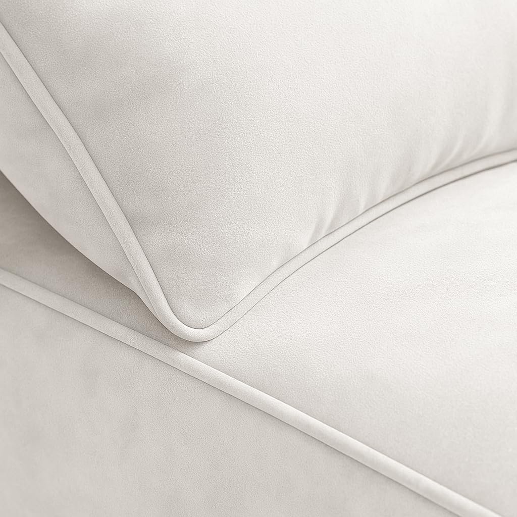 KUSTOMDECO 3 Seater L-Shaped Sectional Sofa with Cushions | Comfortable Living Room Furniture | Balcony furniture Sofa with Pillows | Modern Design (White) - Image 6