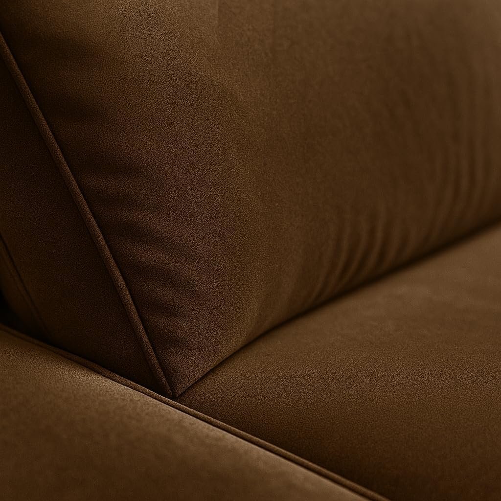 KUSTOMDECO 3 Seater L-Shaped Sectional Sofa with Cushions | Comfortable Living Room Furniture | Balcony furniture Sofa with Pillows | Modern Design (Warm Camel Beige) - Image 8