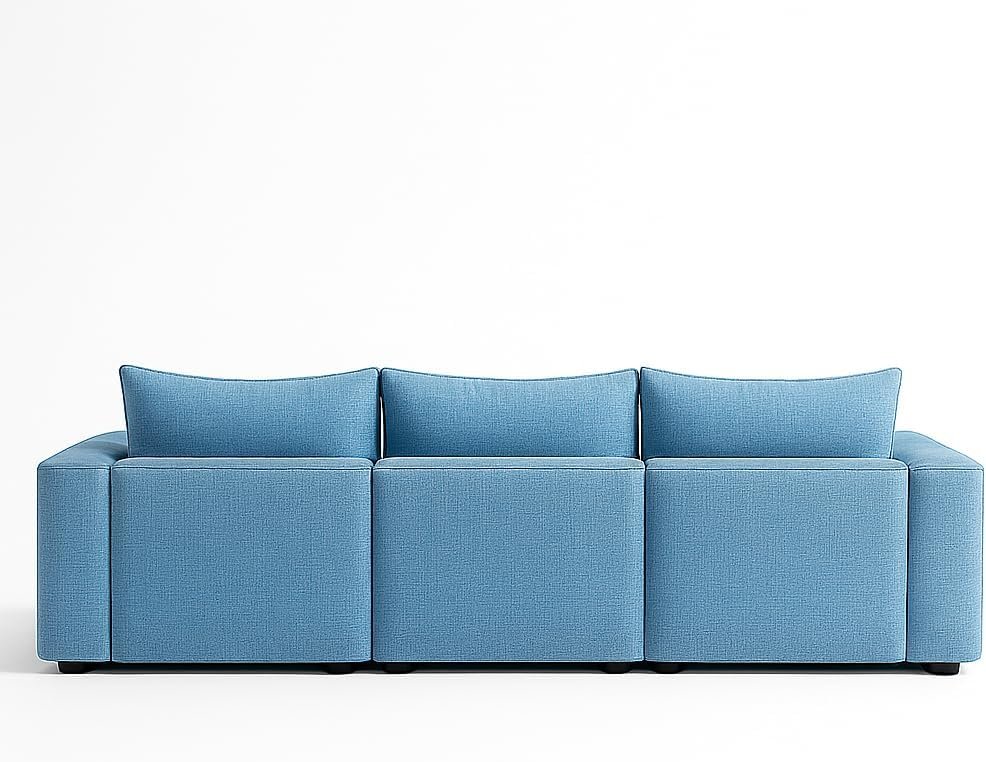 KUSTOMDECO 3 Seater L-Shaped Sectional Sofa with Cushions | Comfortable Living Room Furniture | Balcony furniture Sofa with Pillows | Modern Design (Powder Blue) - Image 4
