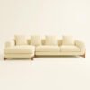 KUSTOMDECO Astoria Fleece Fabric Sofa | L-Shape Sofa Set | Sectional Sofa for Living Room Furniture | Premium Soft Upholstery | Corner Couch | Cozy Modern Design (Cream, RIGHT SIDE: 450CM)