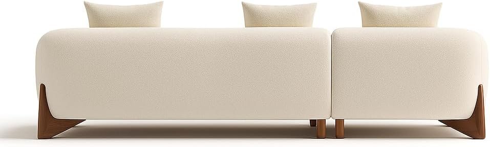 KUSTOMDECO Astoria Fleece Fabric Sofa | L-Shape Sofa Set | Sectional Sofa for Living Room Furniture | Premium Soft Upholstery | Corner Couch | Cozy Modern Design (Off White) - Image 5