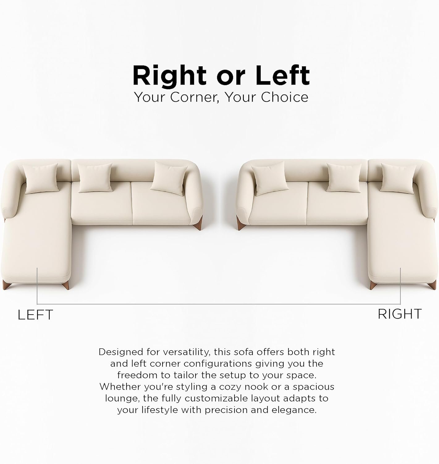 KUSTOMDECO Astoria Fleece Fabric Sofa | L-Shape Sofa Set | Sectional Sofa for Living Room Furniture | Premium Soft Upholstery | Corner Couch | Cozy Modern Design (Off White) - Image 6