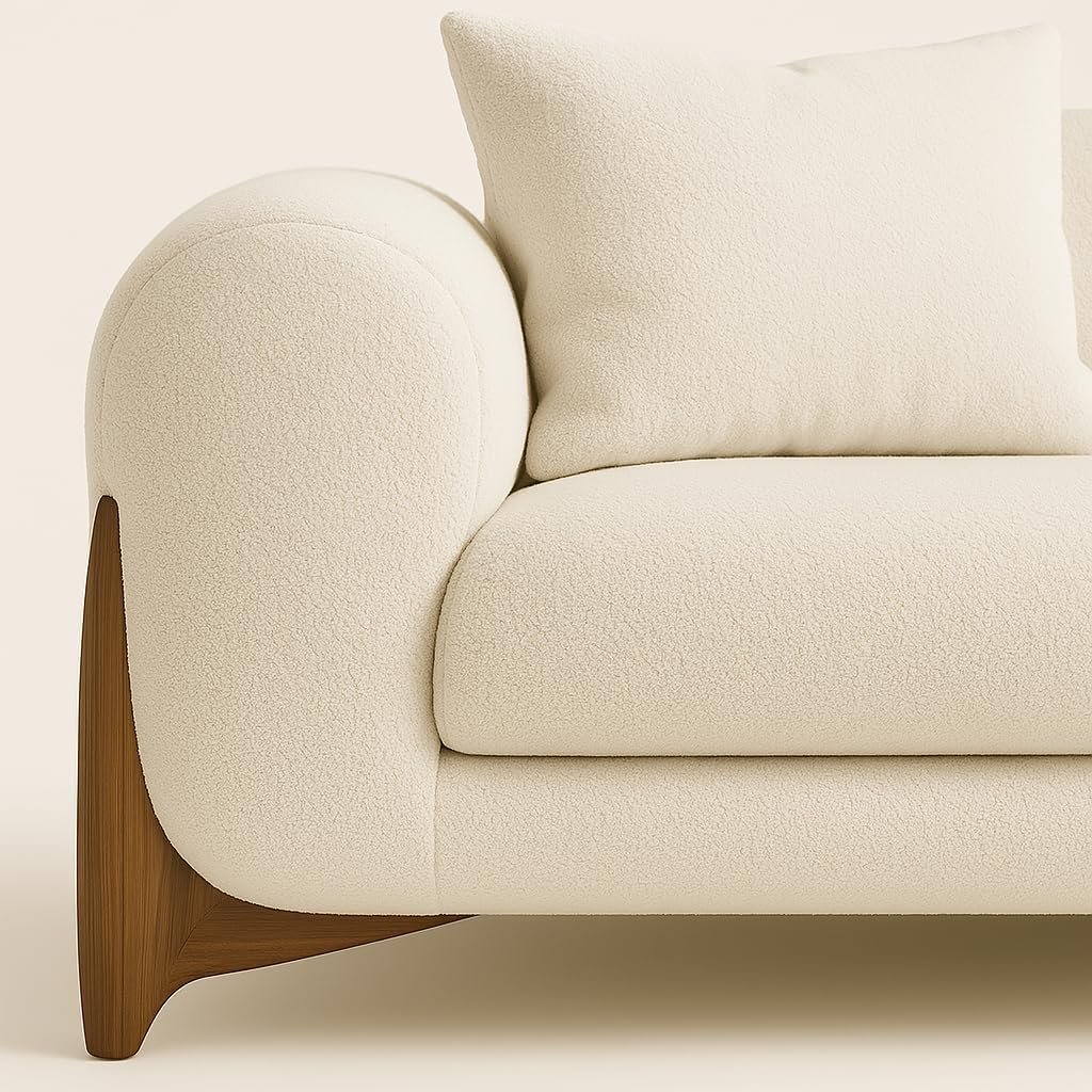 KUSTOMDECO Astoria Fleece Fabric Sofa | L-Shape Sofa Set | Sectional Sofa for Living Room Furniture | Premium Soft Upholstery | Corner Couch | Cozy Modern Design (Off White) - Image 7