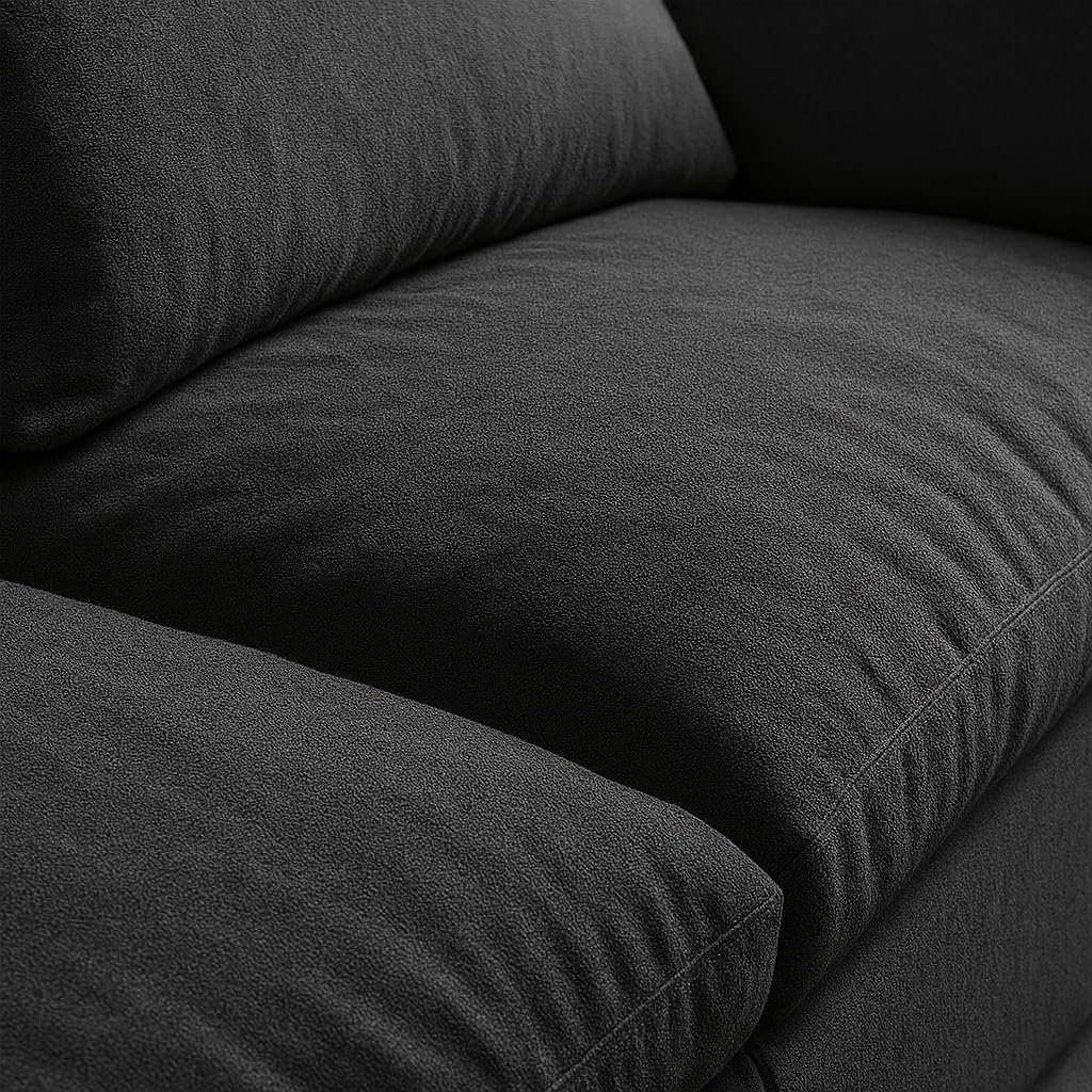 KUSTOMDECO Cloud Waterproof Sofa | Cotton Linen L-Shape Sectional Sofa for Living Room Furniture & Office | Premium Comfort and Modern Design | Kid & Pet Friendly (Black) - Image 6