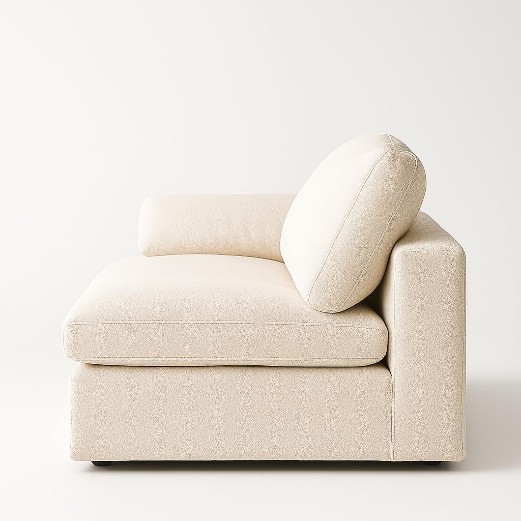 KUSTOMDECO Cloud Waterproof Sofa | Cotton Linen L-Shape Sectional Sofa for Living Room Furniture & Office | Premium Comfort and Modern Design | Kid & Pet Friendly (Cream) - Image 4