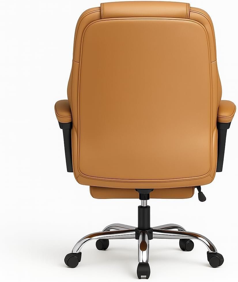 RESTI Gaming Chair Pu Leather, High Back Swivel Chair Recliner with Lumbar Support | Adjustable Height, Silent Wheels, Diamond Stitch | Tilt Lock, Foam Padding, Chrome Base (Brown) - Image 3