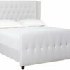 Karnak Diamond Upholstered Velvet Bed - White, Twin: 120 x 200cm