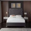 Karnak Zinus Upholstered Velvet Bed - Grey, King: 180 x 200cm