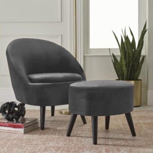 Karnak Caramels 1 Seater Velvet Sofa Ottoman – Grey