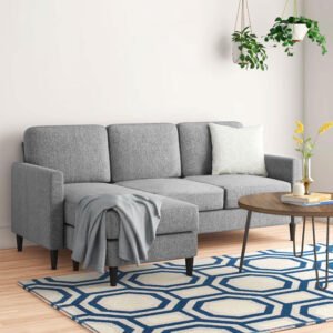 Karnak Abinger 3 Seater L-Shape Linen Fabric Sofa - Light Grey