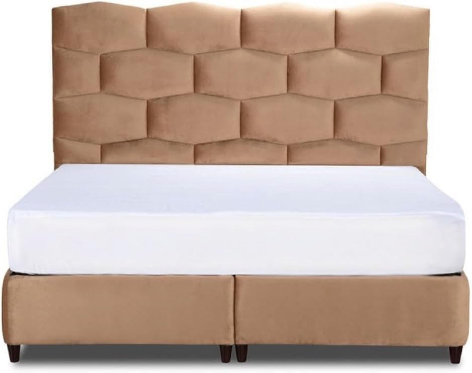 Karnak Supreme Upholstered Velvet Bed - Khaki, Twin: 120 x 200cm - Image 2