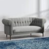 Karnak Classic Rolled 2 Seater Fabric Sofa – Light Grey