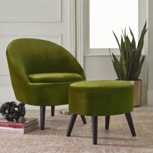 Karnak Caramels 1 Seater Velvet Sofa Ottoman – Green