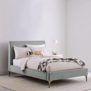 Karnak Garnett Upholstered Velvet Bed - Queen: 160 x 200cm, Green