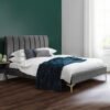 Karnak Jasmine Tufted Luxurious Velvet Upholstery Bed - Queen: 160 x 200cm, Grey