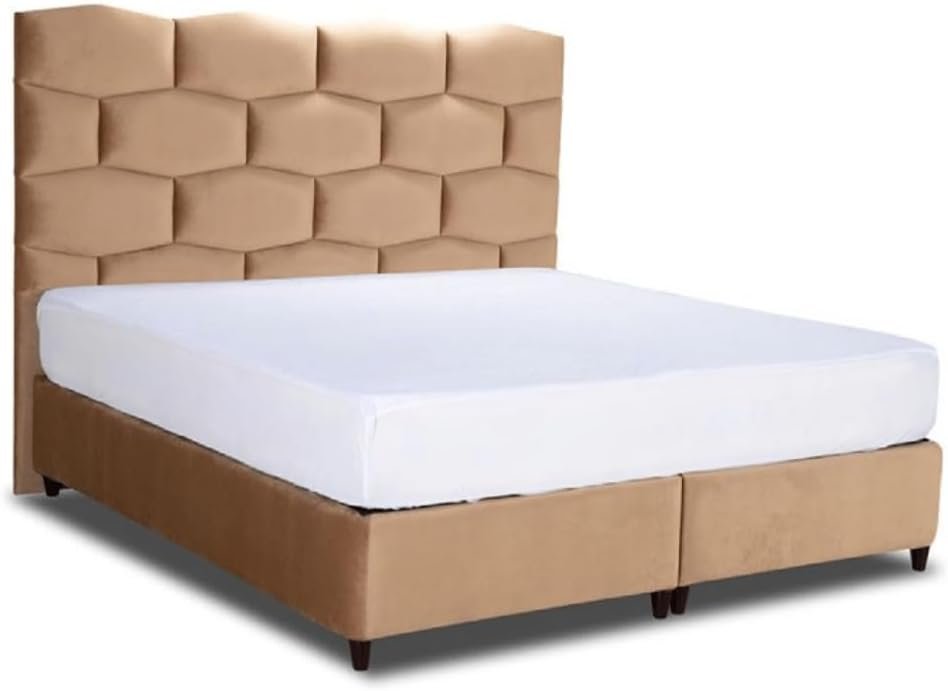 Karnak Supreme Upholstered Velvet Bed - Khaki, Queen: 160 x 200cm - Image 3