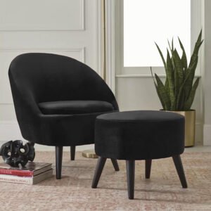Karnak Caramels 1 Seater Velvet Sofa Ottoman – Black