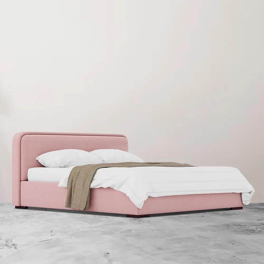 Karnak Sheffield Soft Linen Upholstery Bed - Queen: 160 x 200cm, Pink
