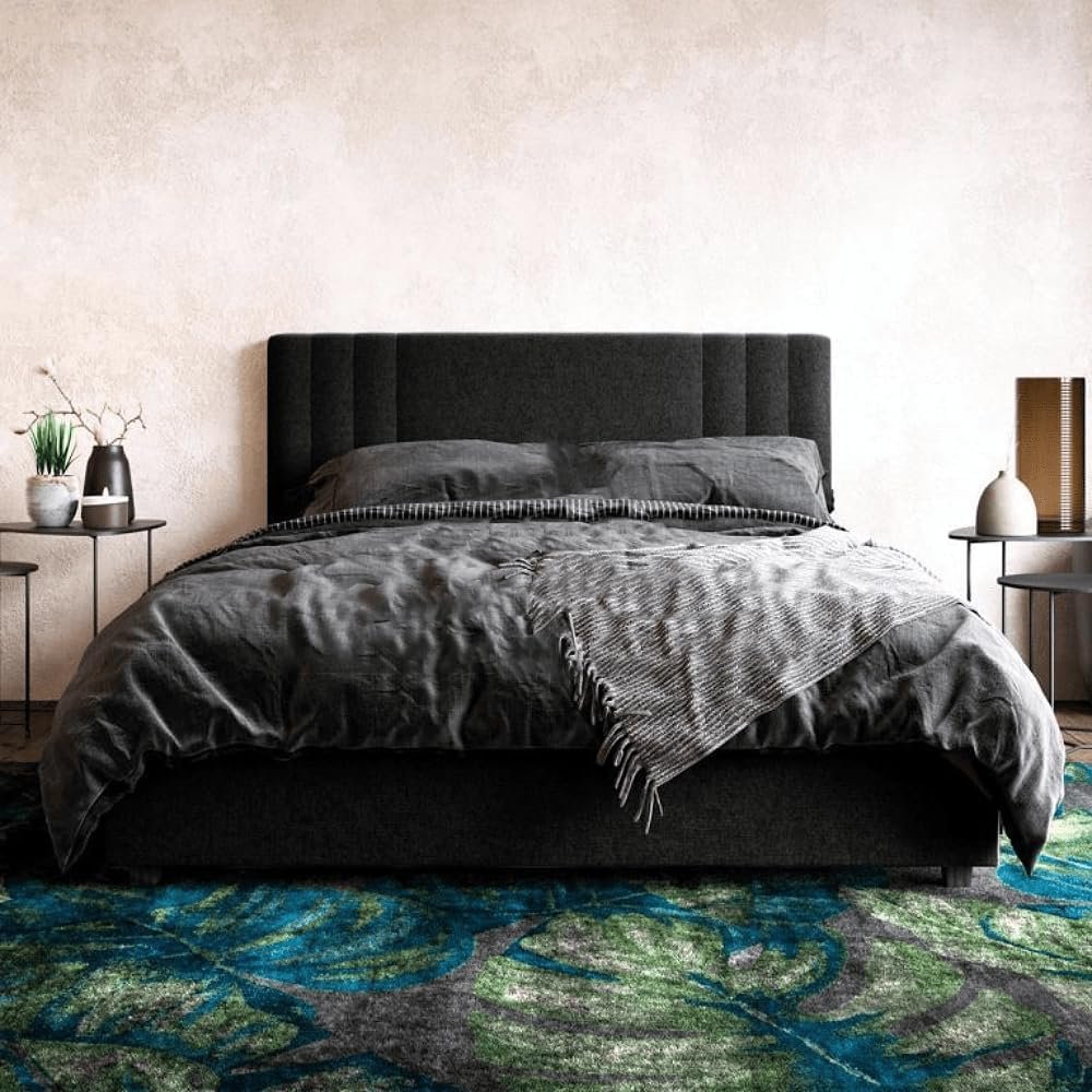 Karnak Superior Upholstered Linen Bed - Black, King: 180 x 200cm