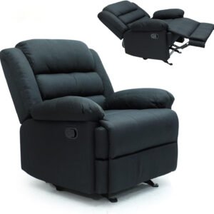 Karnak Baloo Manual Recliner Fabric Sofa - Black