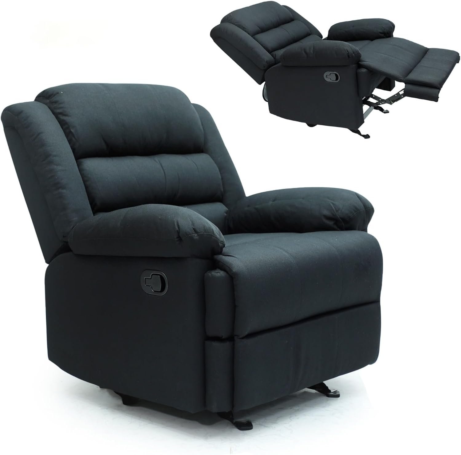 Karnak Baloo Manual Recliner Fabric Sofa - Black