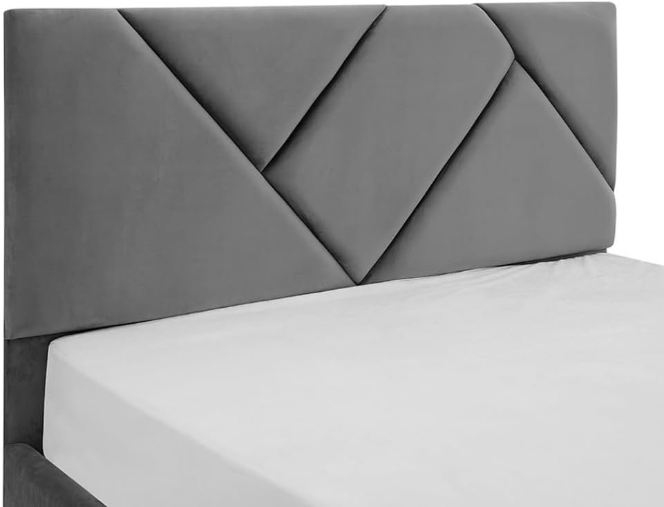 Karnak Galaxy Upholstered Velvet Bed - Grey, Super King: 200 x 200cm - Image 3