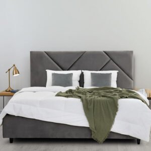 Karnak Galaxy Upholstered Velvet Bed - Grey, Queen: 160 x 200cm