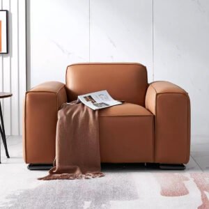 Karnak Faux Leather Sofa - Light Brown, One Seater