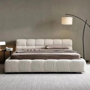 Karnak Akhi Boucle Upholstered Bed Luxury Modern Bed Frame for Bedroom - Twin: 120 x 200cm