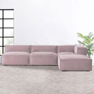 Karnak Marin 3 Seater L-Shape Velvet Sofa - Dust Storm