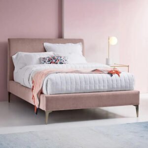 Karnak Garnett Upholstered Velvet Bed - King: 180 x 200cm, Baby Pink