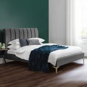 Karnak Jasmine Tufted Luxurious Velvet Upholstery Bed - Super King: 200 x 200cm, Grey