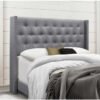 Karnak Magnus Upholstered Linen Bed - Grey, Twin: 120 x 200cm