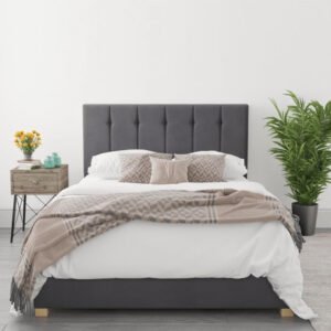 Karnak Connor Upholstered Velvet bed - Grey, Queen: 160 x 200cm