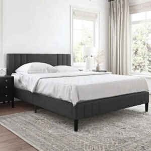 Karnak Linen Upholstered Linen bed - Black Olive, King: 180 x 200cm